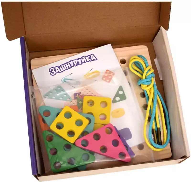 Joc Snuruit cu Forme geometrice din lemn colorate copii