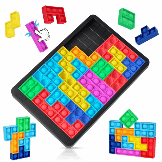 Joc Tetris Piese forme geometrice Pop It Puzzle educativ copii