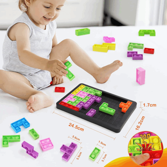 Joc Tetris Piese forme geometrice Pop It Puzzle educativ copii