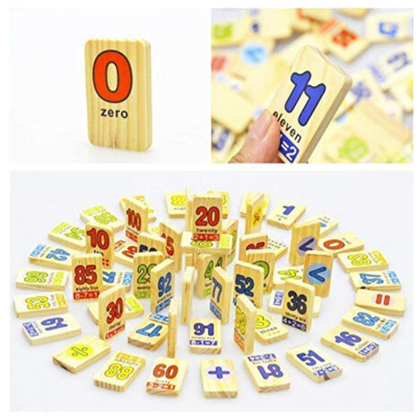 Joc educativ Domino limba engleza din lemn 100 piese