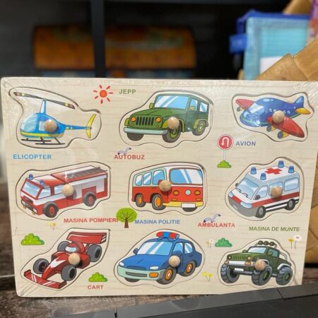 Puzzle incastru Masini in limba romana