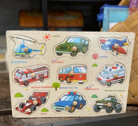 Puzzle incastru Masini in limba romana