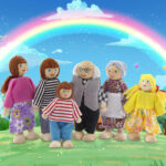 Set 6 papusi imbracate din lemn Familia Piese de Mobilier