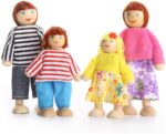 Set 6 papusi imbracate din lemn Familia Piese de Mobilier