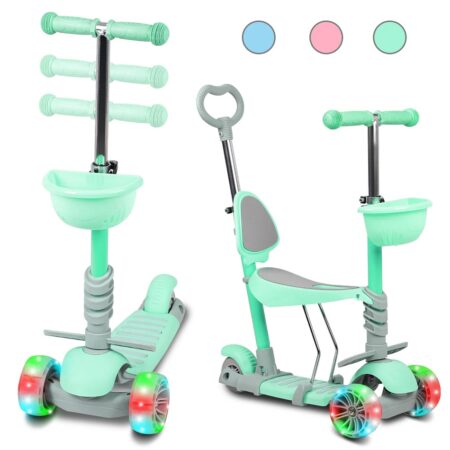 Trotineta copii Scooter 5 in 1 cu lumini Led parentala