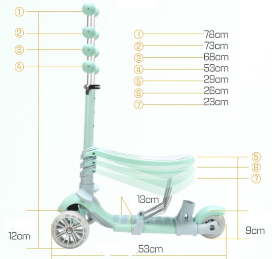 Trotineta copii Scooter 5 in 1 cu lumini Led parentala