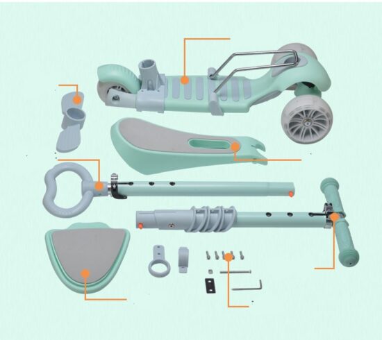 Trotineta copii Scooter 5 in 1 cu lumini Led parentala