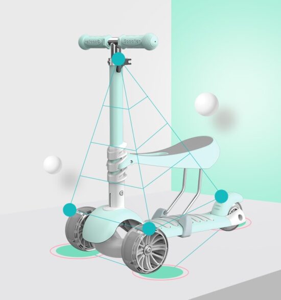 Trotineta copii Scooter 5 in 1 cu lumini Led parentala