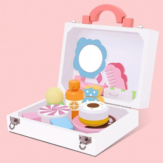 Trusa cosmetica din lemn completa pentru fetite Machiaj