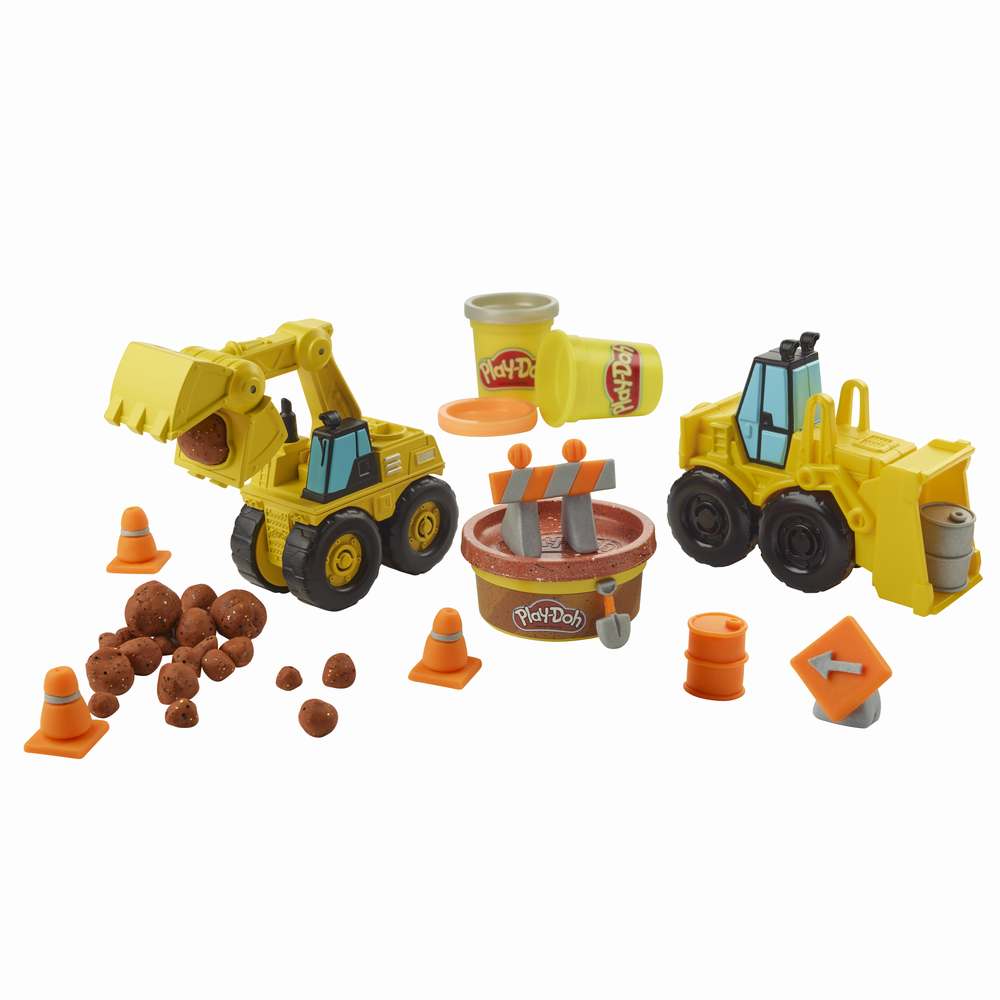 Set vehicule excavator incarcator cu nisip modelator Play-Doh