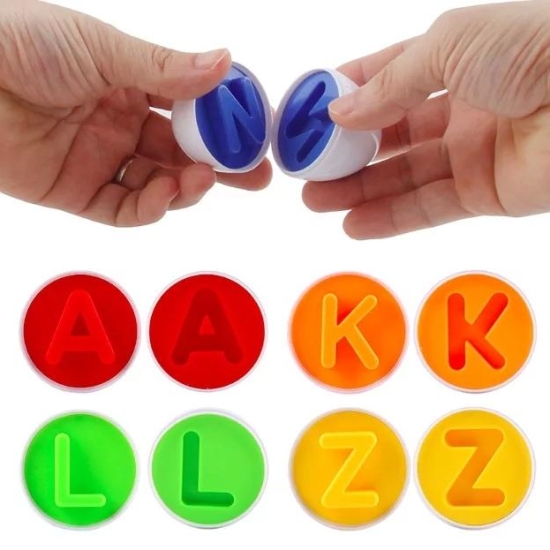 Alfabetul colorat cu majuscule Puzzle oua Jucarii Montessori