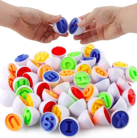 Alfabetul colorat cu majuscule Puzzle oua Jucarii Montessori