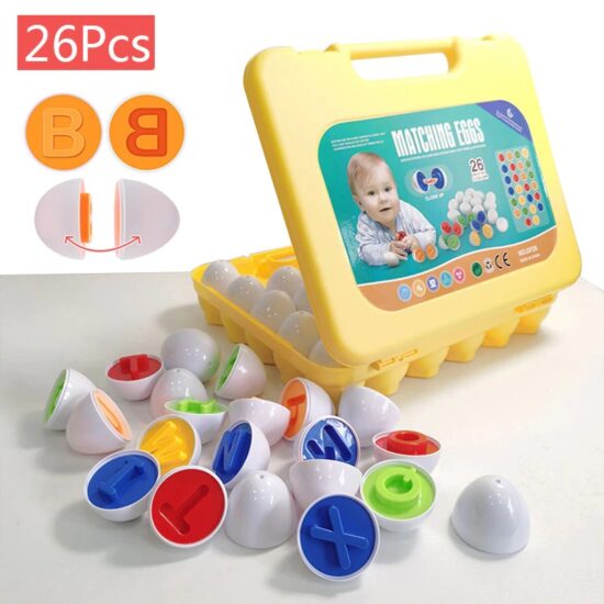 Alfabetul colorat cu majuscule Puzzle oua Jucarii Montessori