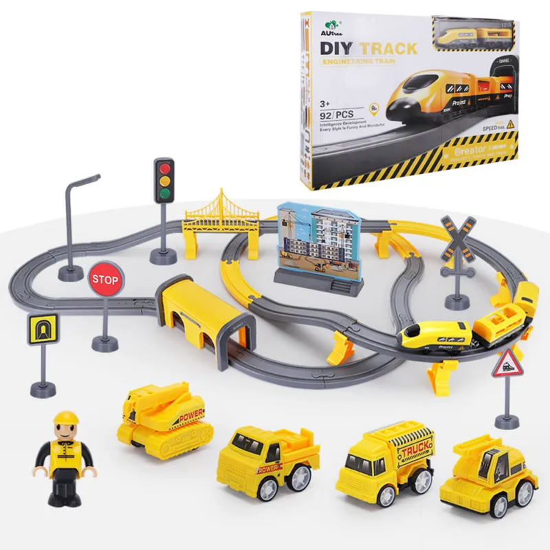 Circuit Tren electric cu Vehicule constructii