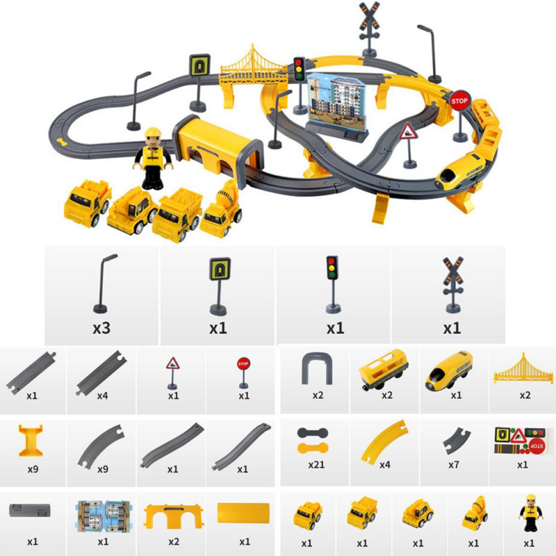 Circuit Tren electric cu Vehicule constructii