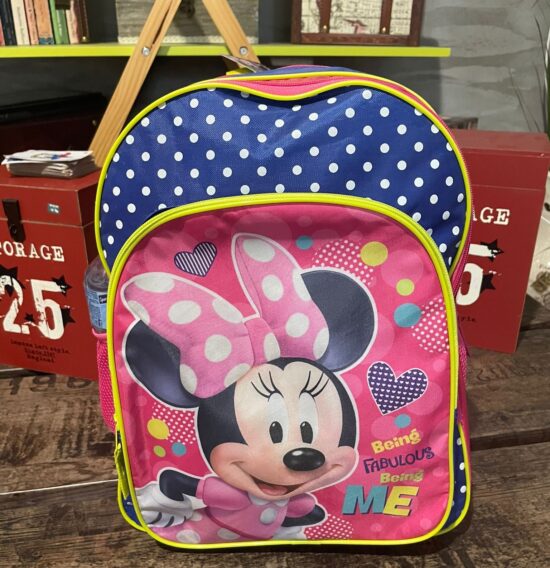 Ghiozdan Rucsac Minnie Mouse roz cu fermoar impermeabil
