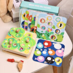 Joc pescuit magnetic Ciocanitoarea cu omizi Puzzle educativ