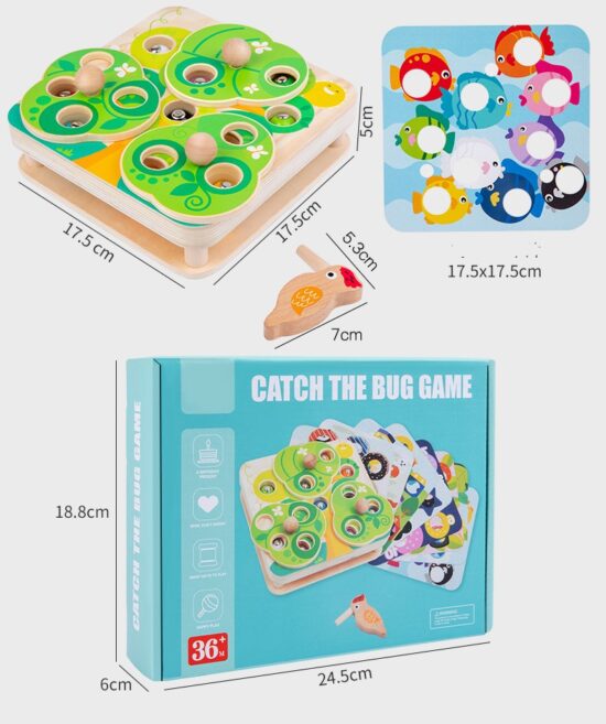 Joc pescuit magnetic Ciocanitoarea cu omizi Puzzle educativ