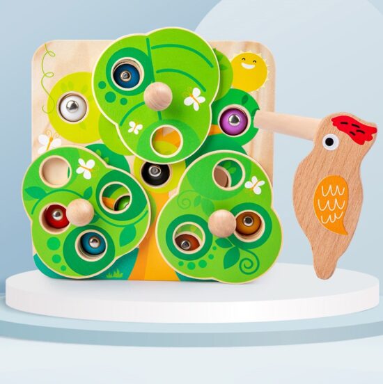 Joc pescuit magnetic Ciocanitoarea cu omizi Puzzle educativ