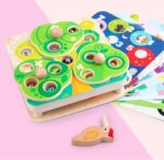 Joc pescuit magnetic Ciocanitoarea cu omizi Puzzle educativ