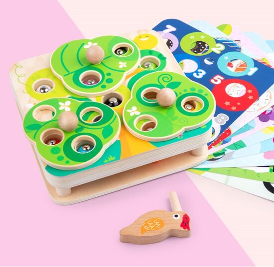 Joc pescuit magnetic Ciocanitoarea cu omizi Puzzle educativ