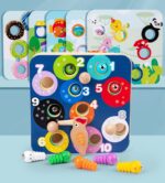 Joc pescuit magnetic Ciocanitoarea cu omizi Puzzle educativ