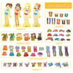 Joc puzzle magnetic cu haine Cum imbracam fetitele 63pcs