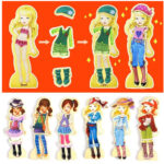 Joc puzzle magnetic cu haine Cum imbracam fetitele 63pcs