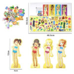 Joc puzzle magnetic cu haine Cum imbracam fetitele 63pcs