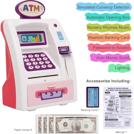 Jucarie bancomat electric cu lumini si sunete copii ATM