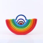 Jucarii Montessori Curcubeu din lemn Stivuire Rainbow 12pcs