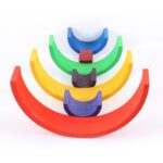 Jucarii Montessori Curcubeu din lemn Stivuire Rainbow 12pcs