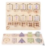 Jucarii Montessori forme geometrice Puzzle matematic cu pioni