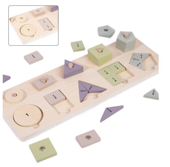 Jucarii Montessori forme geometrice Puzzle matematic cu pioni