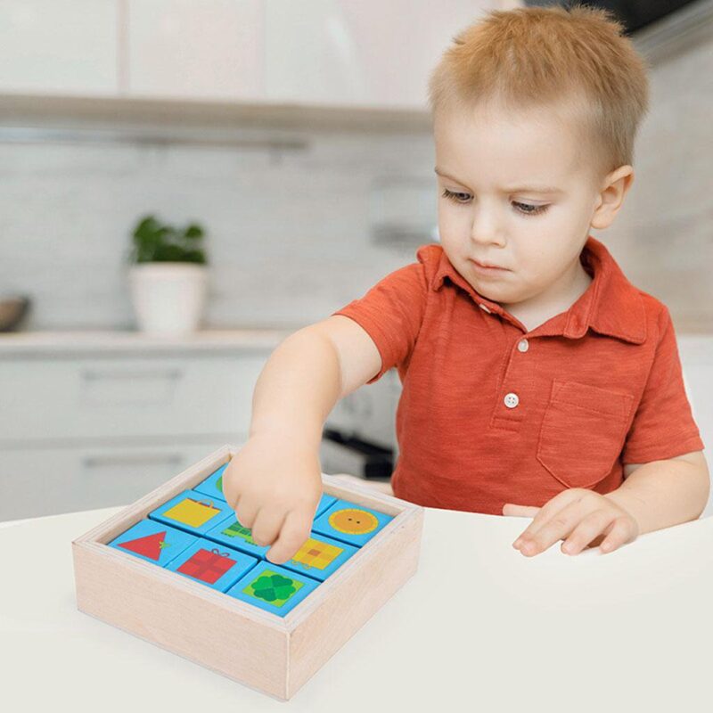 Puzzle rotativ Joc educativ cuburi lemn