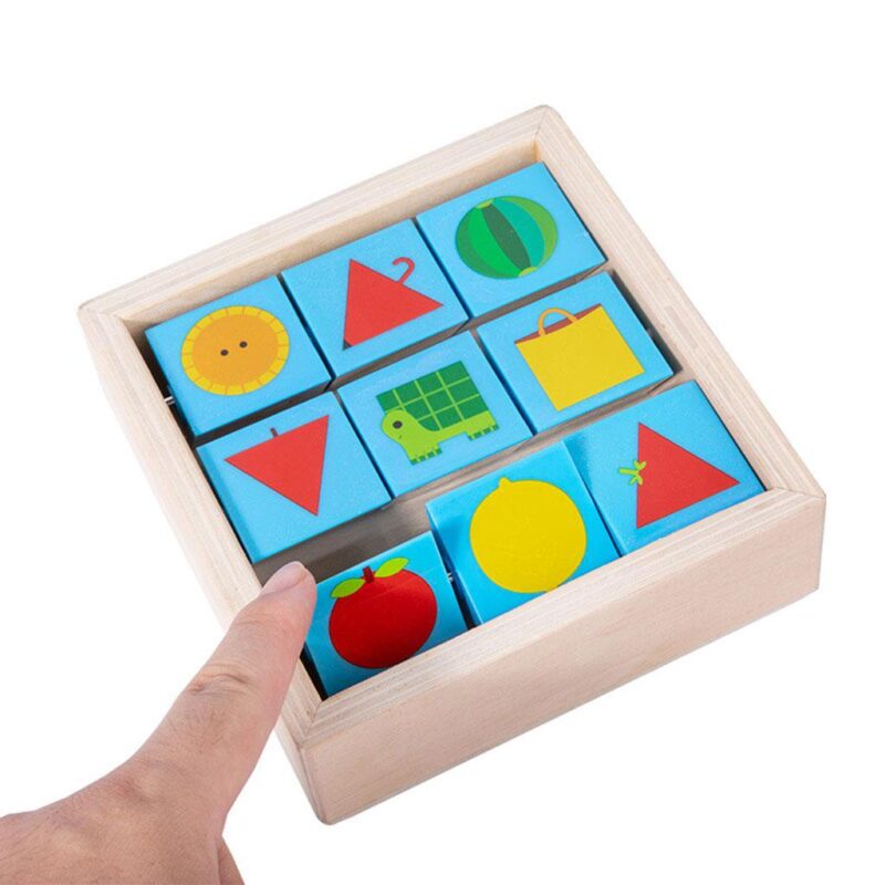 Puzzle rotativ Joc educativ cuburi lemn