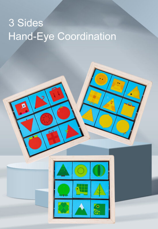 Puzzle rotativ Joc educativ cuburi lemn