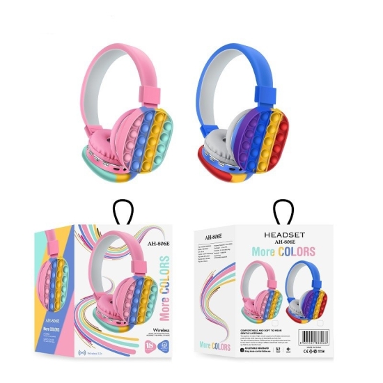 Casti Wireless Pop It copii colorate Curcubeu Bluetooth