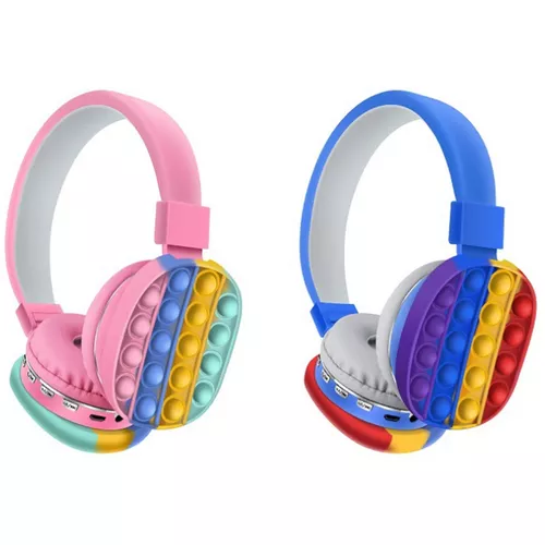 Casti Wireless Pop It copii colorate Curcubeu Bluetooth