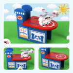 Circuit tren cu vehicule si semne de circulatie lemn 70 piese