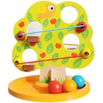 Copacul Montessori Pista cu bile Marul colorat din lemn