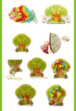 Joc de snuruit Copacul Montessori cu fructe animale si bile