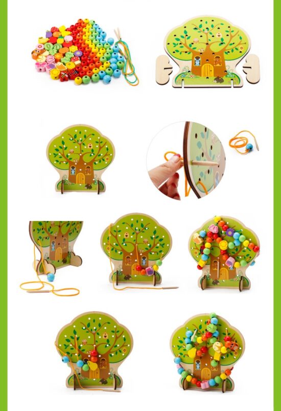 Joc de snuruit Copacul Montessori cu fructe animale si bile