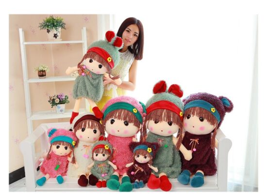 Papusa moale cu codite si rochita Jucarie plus Baby Doll