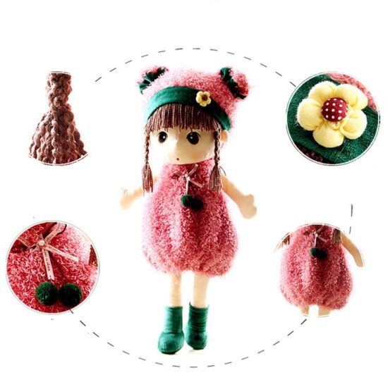 Papusa moale cu codite si rochita Jucarie plus Baby Doll