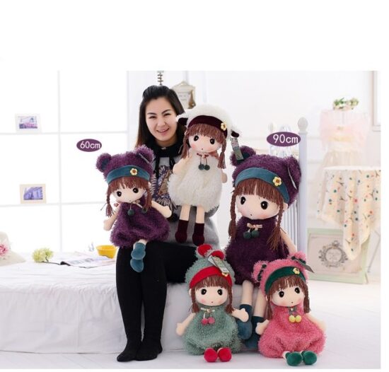 Papusa moale cu codite si rochita Jucarie plus Baby Doll