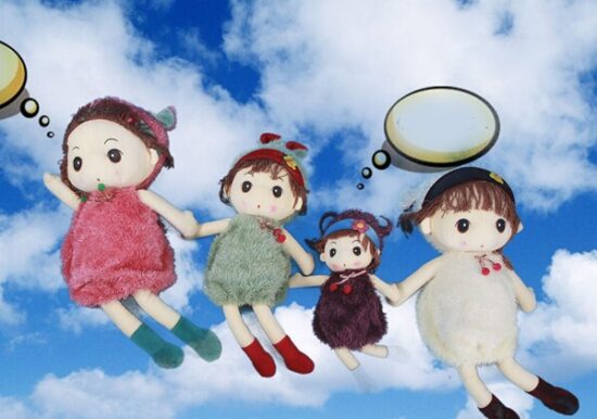 Papusa moale cu codite si rochita Jucarie plus Baby Doll