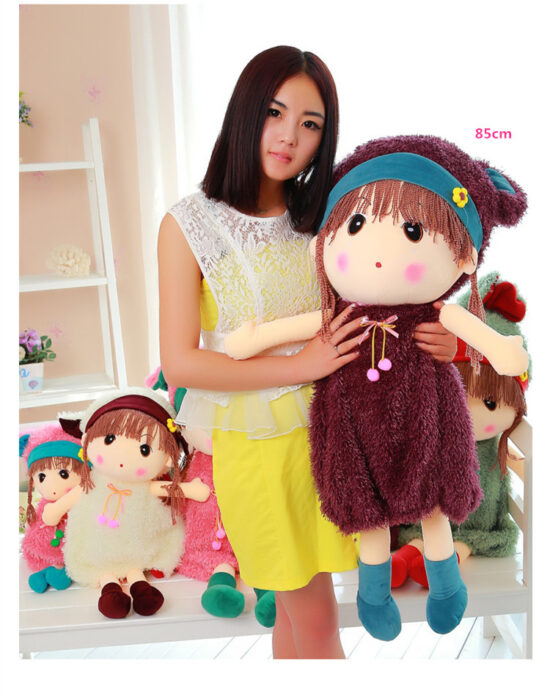 Papusa moale cu codite si rochita Jucarie plus Baby Doll