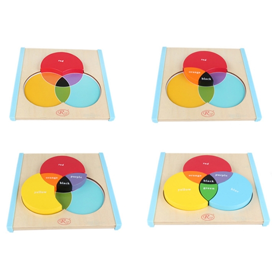 Puzzle 3D forme geometrice Cercuri Jucarie Montessori sortare