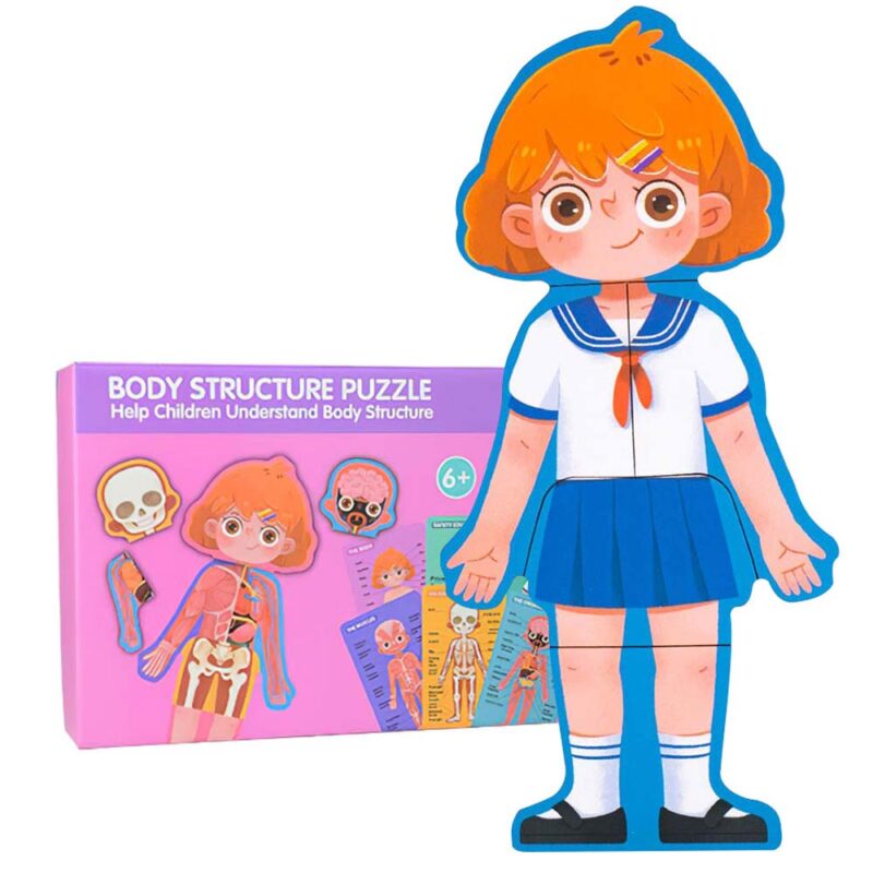 Puzzle Corpul uman Jucarie Anatomia Baiat Fetita din lemn